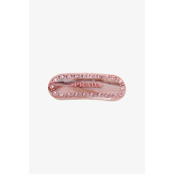 Prada Accessories - Prada Pink Embellished-logo Hairclip